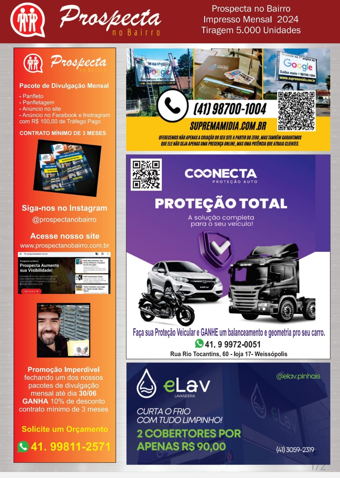 Layout completo do panfleto Prospecta no Bairro